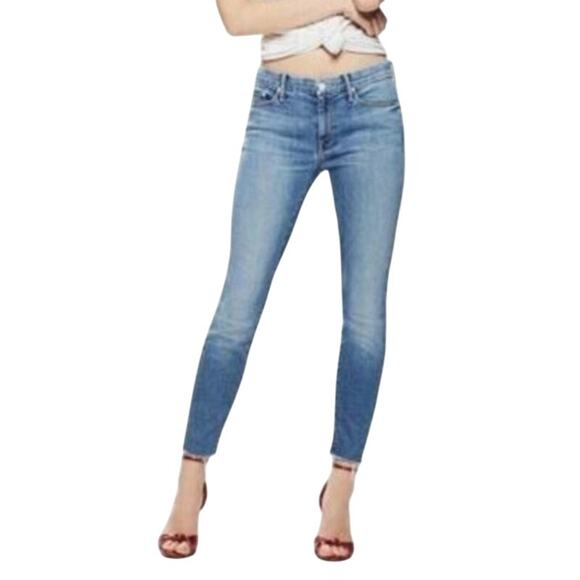 Mother High Waisted Looker Ankle Fray Jeans One Smart Cookie Medium Wash Size 30 - Picture 1 of 12